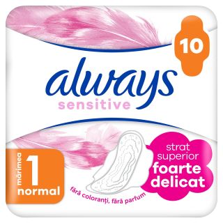 ALWAYS Sensitive Normal, absorbante igienice, marime 1, 10 buc