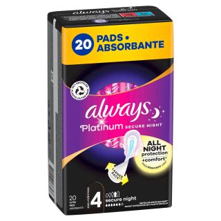 ALWAYS Platinum Secure Night Extra, absorbante igienice, marime 4, Quattro, 20 buc