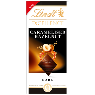 LINDT Excellence, tableta de ciocolata, cu alune caramelizate, 100 g