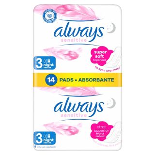 ALWAYS Sensitive Duo Night, absorbante igienice, marime 3, 14 buc