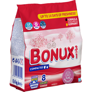 BONUX 3in1 Pure Magnolia, detergent manual de rufe, pudra, 8 spalari, 400 g