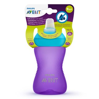 PHILIPS Avent, cana, cu tetina moale rezistenta la muscaturi, 9 luni +, mov, 300 ml