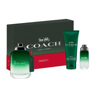 COACH Green, set apa de toaleta 100 ml + apa de toaleta 15 ml + gel de dus 100 ml, pentru barbati