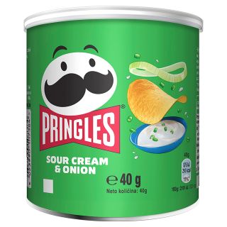 PRINGLES Sour cream&Onion, chips, cu gust de smantana si ceapa, 40 g