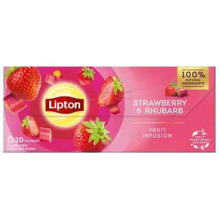 LIPTON Capsuni si Rubarba, ceai, fructe, 20 pliculete