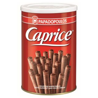CAPRICE, rulouri, de napolitane cu crema de alune de padure si cacao, 400 g