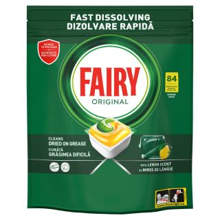 FAIRY All in One Original, detergent de vase, pentru masina de spalat, Yellow, capsule, 84 buc
