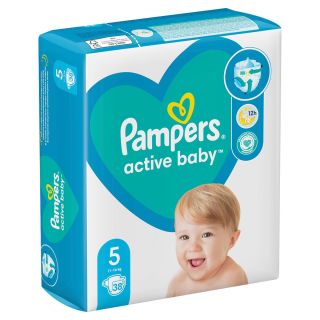 PAMPERS Active Baby, scutece, 11-16 kg, marime 5, Value Pack Minus, 38 buc