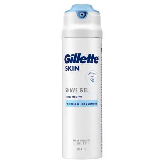 GILLETTE Skin Ultra Sensitive, gel de ras, cu unt de shea si vit E, 200 ml