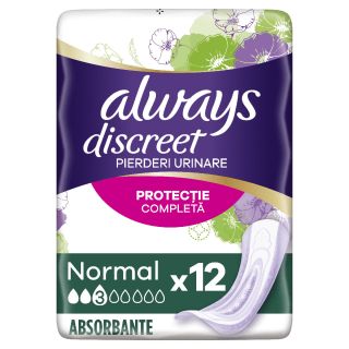 ALWAYS DISCREET, absorbante zilnice, Normal, 12 buc