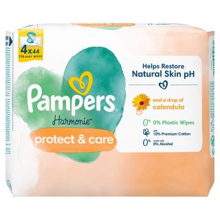 PAMPERS Harmonie Calendula, servetele umede, pentru copii, 4 pachete x 44 buc/pachet, 176 buc