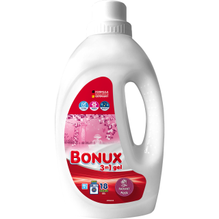 BONUX 3in1 Radiant Rose, detergent automat de rufe, gel, 18 spalari, 900 ml