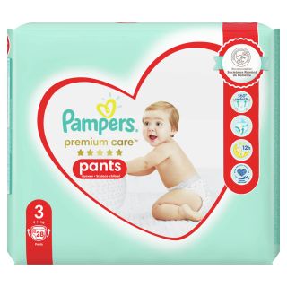 PAMPERS Premium Care Pants, scutece chilotel, 6-11 kg, marime 3, Carry Pack, 28 buc