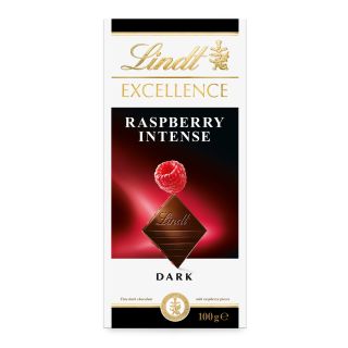 LINDT Excellence, tableta de ciocolata, neagra cu zmeura, 100 g