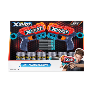 X-SHOT Blaster combo Excel Kickback, arma de jucarie, 8 proiectile