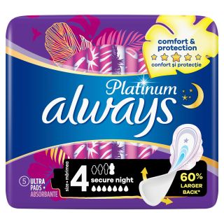 ALWAYS Platinum Night, absorbante igienice, marime 4, 5 buc