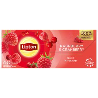 LIPTON Zmeura si Merisoare, ceai, fructe, 20 pliculete