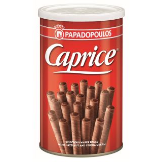 CAPRICE, rulouri, de napolitane cu crema de alune de padure si cacao, 250 g