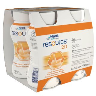 NESTLE Resource 2.0, aliment destinat unor scopuri medicale speciale cu aroma de ananas si mango, 4x200 ml