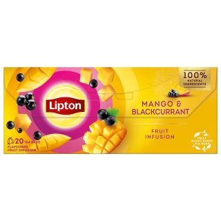 LIPTON Mango si Coacaze Negre, ceai, fructe, 20 pliculete