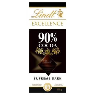 LINDT Excellence, tableta de ciocolata, neagra, 90% cacao, 100 g