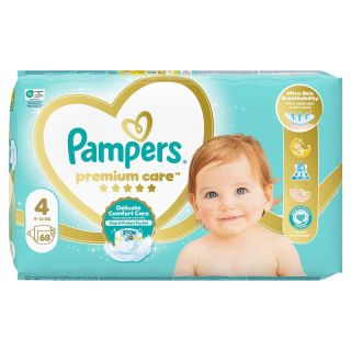 PAMPERS Premium Care, scutece, 9-14 kg, marime 4, Jumbo Pack, 68 buc