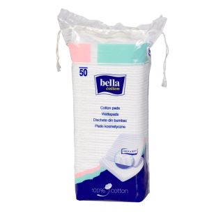 BELLA Cotton, dischete demachiante, patrate, 7.5x7.5 cm, 50 buc