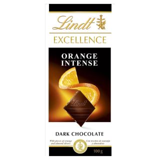 LINDT Excellence, tableta de ciocolata, neagra cu portocale, 100 g
