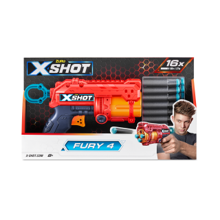 X-SHOT Blaster Excel Fury 4, arma de jucarie, 16 proiectile
