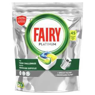 FAIRY Platinum, detergent de vase, pentru masina de spalat, Yellow, capsule, 45 buc