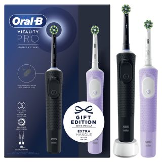 ORAL-B Vitality PRO Duo Pack, periuta de dinti electrica, 3 moduri de periaj, Negru/Mov