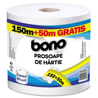BONO, prosop hartie bucatarie, 2 straturi, 200m la pret de 150m