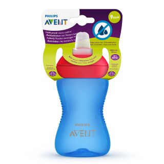 PHILIPS Avent, cana, cu tetina moale rezistenta la muscaturi, 9 luni +, albastru, 300 ml