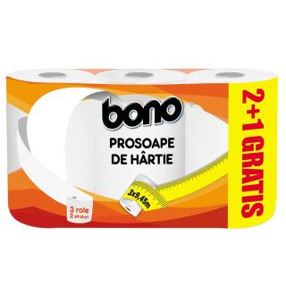 BONO, prosop hartie bucatarie, 2 straturi, 3 role la pret de 2 role