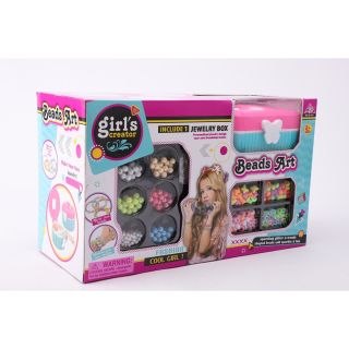 INTERAKTIVNA ZABAVA Set cutie bijuterii si margele, set de joaca, pentru fetite