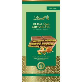 LINDT Dubai Style Chocolate, tableta de ciocolata, cu 45% fistic, 145 g
