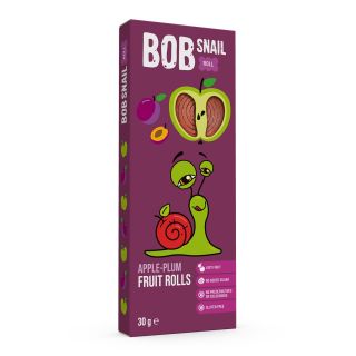 BOB SNAIL Fruit Rolls, gustare din fructe, rulou din fructe cu mere si prune, 30g