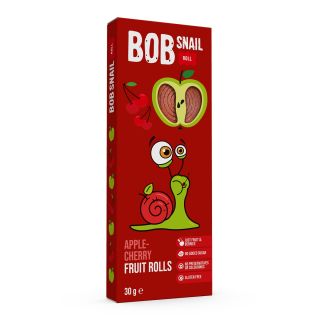 BOB SNAIL Fruit Rolls, gustare din fructe, rulou din fructe cu mere si cirese, 30g