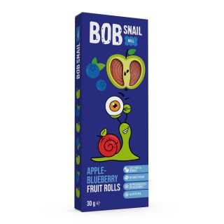 BOB SNAIL Fruit Rolls, gustare din fructe, rulou din fructe cu mere si afine, 30g