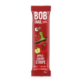 BOB SNAIL Stripe, gustare din fructe, cu mere si cirese, 14g