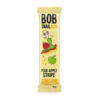 BOB SNAIL Stripe, gustare din fructe, cu mere si pere, 14g