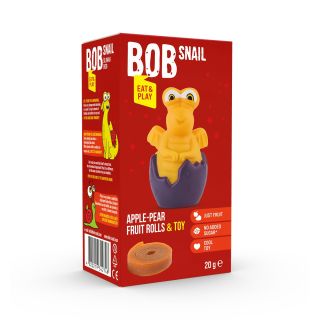 BOB SNAIL Eat & Play, Rulou din fructe cu jucarie, gustare din fructe, 20 g