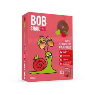BOB SNAIL Fruit Rolls, Rulou din fructe , gustare din fructe, cu mere si capsune, 10 buc, 100 g