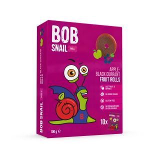 BOB SNAIL Fruit Rolls, gustare din fructe, rulou din fructe cu mere si coacaze negre, 100g