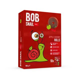 BOB SNAIL Fruit Rolls, gustare din fructe, rulou din fructe cu mere si cirese, 100g