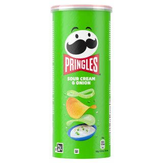 PRINGLES Sour cream&Onion, chips, cu gust de smantana si ceapa, 125 g