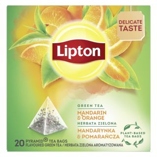 LIPTON Mandarina si Portocala, ceai, Verde, 20 pliculete piramidale