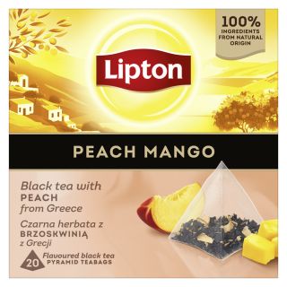 LIPTON Mango si Piersica, ceai, Negru, 20 pliculete piramidale