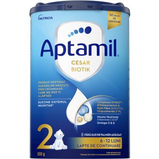 APTAMIL Cesar Biotik 2, formula speciala lapte praf, 6-12 luni, lapte de continuare, 800 g