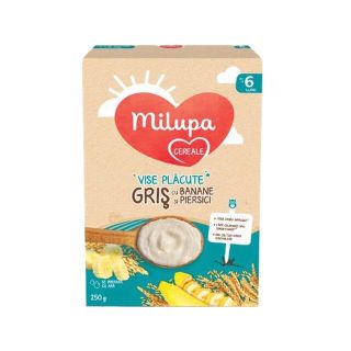 MILUPA Vise placute, gris, cu banane si piersica, 250 g